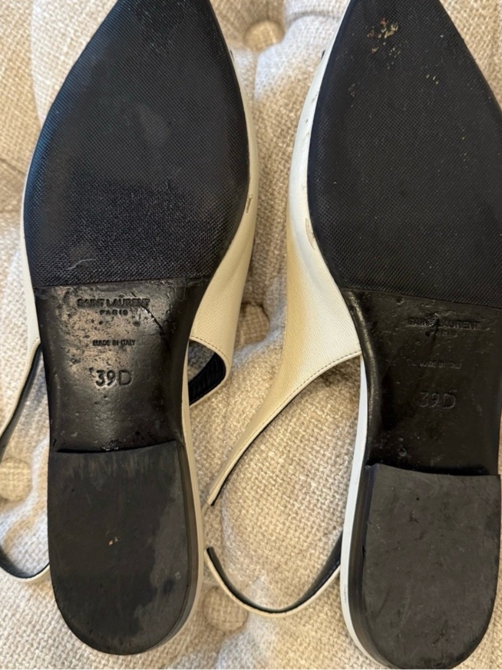 Yves Saint Laurent Cream and Black Bow Slingback Flats - Picture 5 of 5